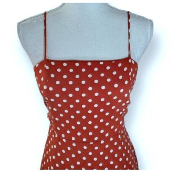 SKY AND SPARROW BRICK & CREAM/WHITE POLKA-DOT DRESS SZ.XL EUC. - Picture 3 of 9
